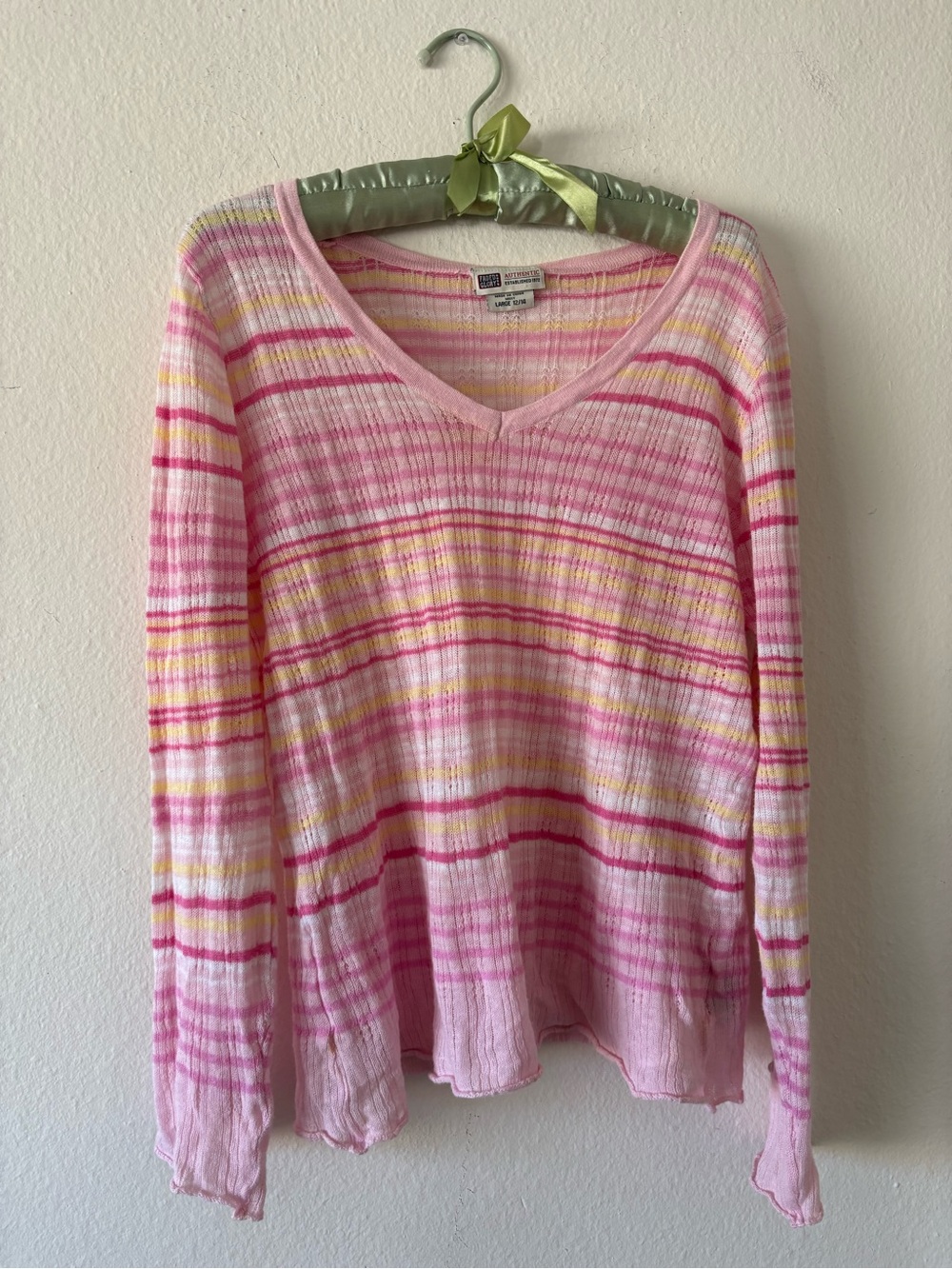 Vintage Fall Pink V-cut neckline pull over sweater